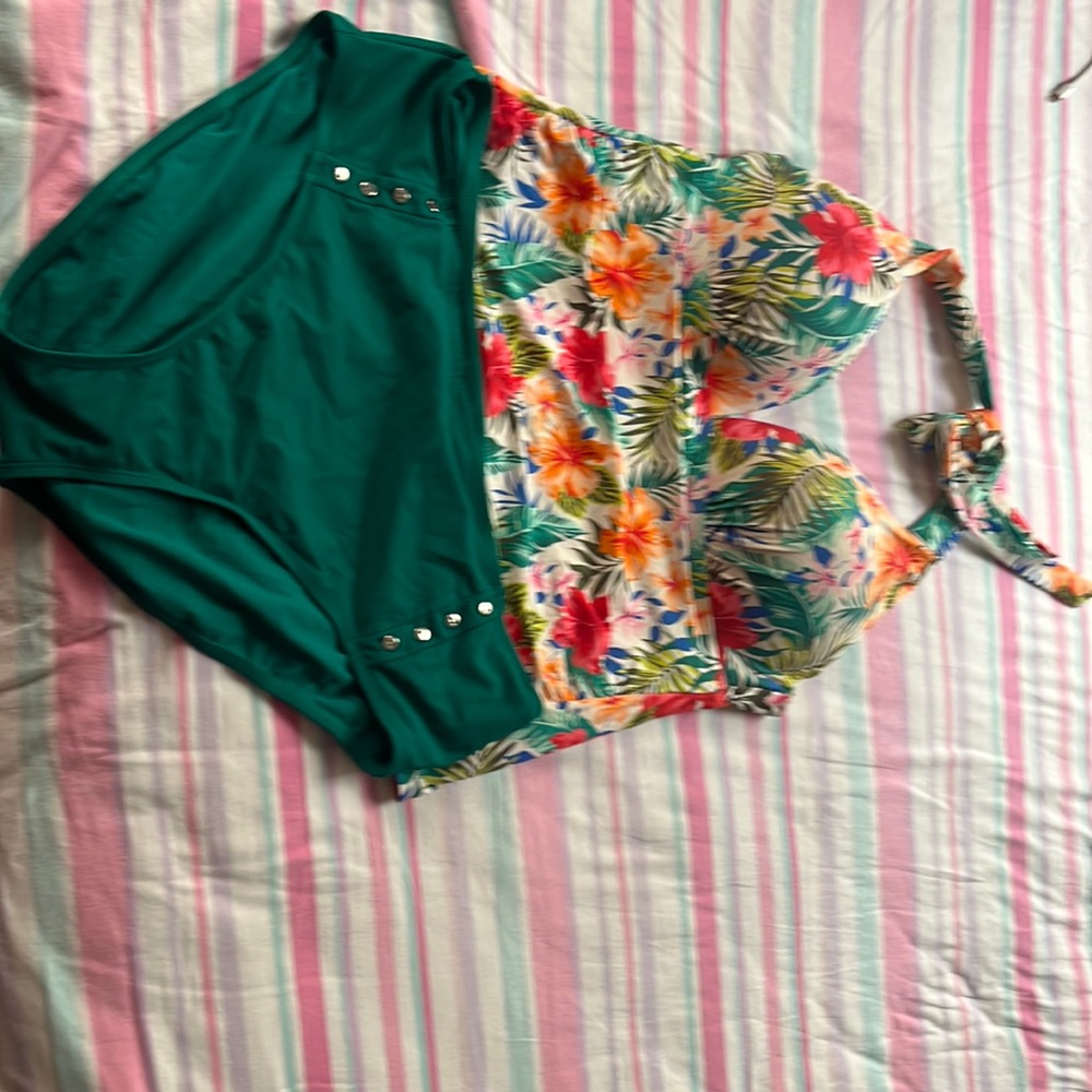 By Time and True bathing suits Two pieces muti color top and bottom